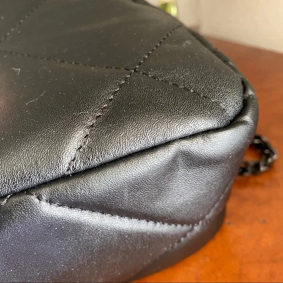 *READ Black Leather Flap Ombre Quilted Chain Crossbody Top Handle Purse Bag S4 - Picture 6 of 10